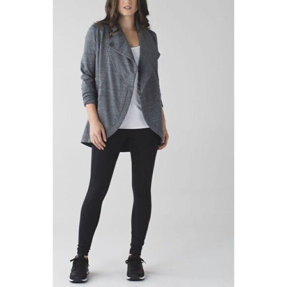 Lululemon Size 6 That's A Wrap Jacket Heathered Slub Coal Stretch French Terry - Picture 4 of 16